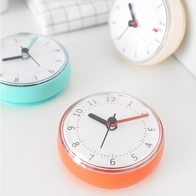 센스라벨 생활방수 욕실 시계 무소음 흡착형 큐티, 아이보리색