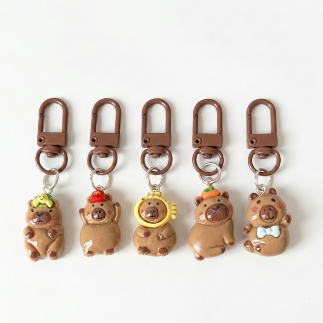 모모상점 볼꾸 귀여운 카피바라 곰돌이 미니 키링 가방 백참 남녀공용 5개 세트