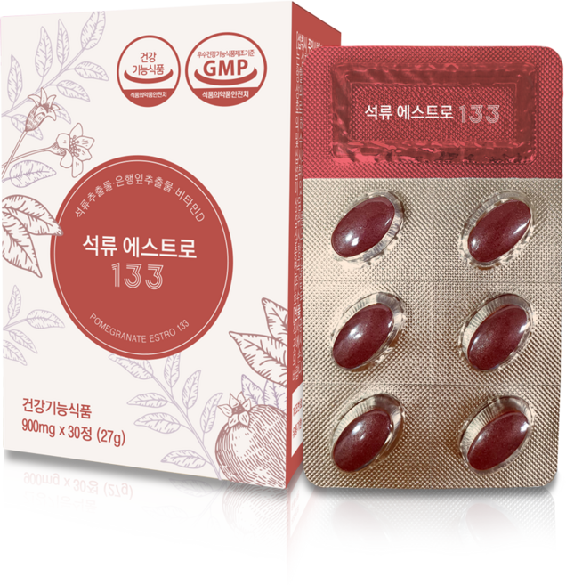 여성갱년기 갱년기석류 석류영양제 국산 석류 에스트로 133, 30정+30정+30정(45일분)