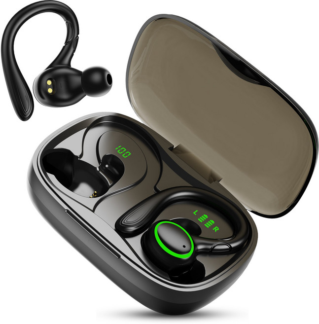 RUN기술 커널형 노이즈캔슬링 블루투스 5.3 무선 이어폰 고음질, 블랙