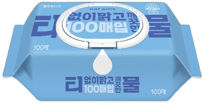 코디 티없이 맑고 깨끗한 물티슈 캡형 100매입 24팩 399931, 35g, 100개입, 24개