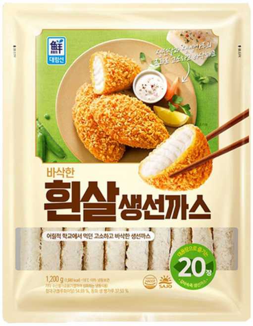 [대림냉동] 바삭한 흰살생선까스 1 200g x1개, 단품, 1개, 1.2kg