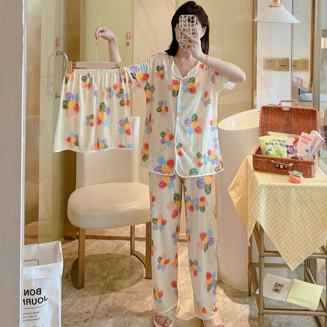 귀여운 캐릭터 동물 여름 반팔 반바지 긴바지 쓰리피스 편한 냉장고 3피스 잠옷 파자마 상하의 세트 잠옷홀릭쓰리피스SET