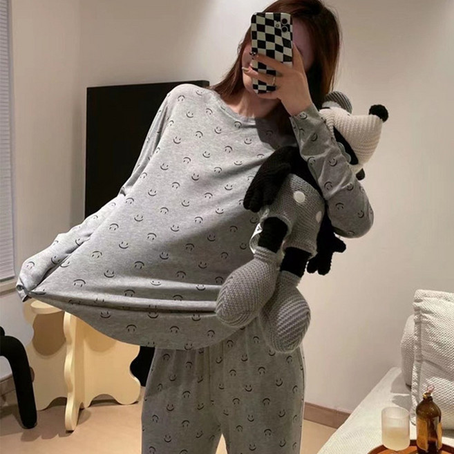 시우리빙 스마일 긴팔 홈웨어 파자마 세트