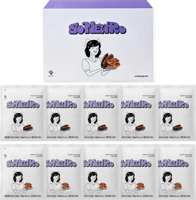 수미향 소느로 호두강정 + 피칸강정 호두정과 피칸정과, 10개, 30g