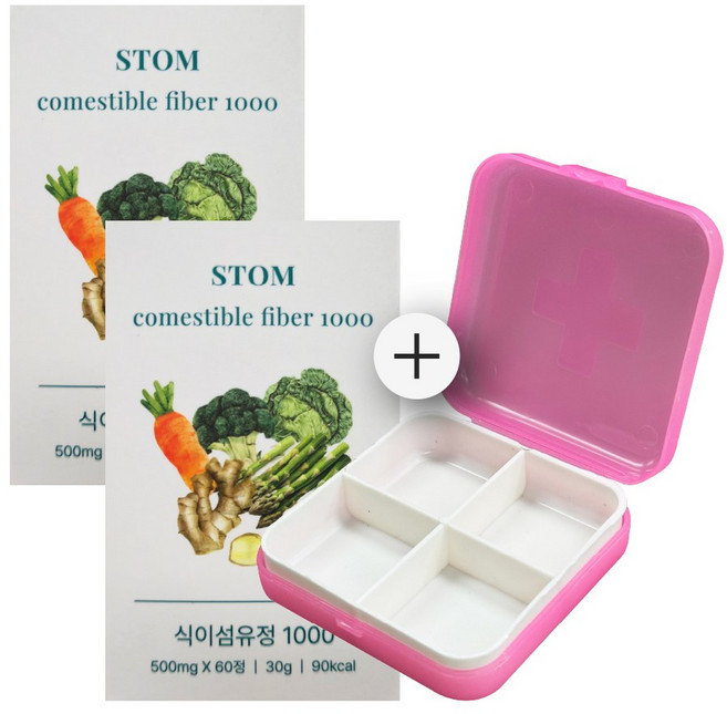 스톰 STOM 식이섬유정 1000 추가 알약 케이스 1P 증정, 2개, 60정