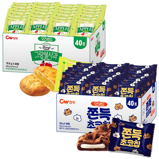 오즈랜드 청우식품 쫀득초코칩쿠키 그랑쉘사과, 1개, 1.58kg