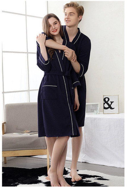 DADAO 남녀공용 고급 커플 샤워가운, XXXL, 1개, 네이비 블루