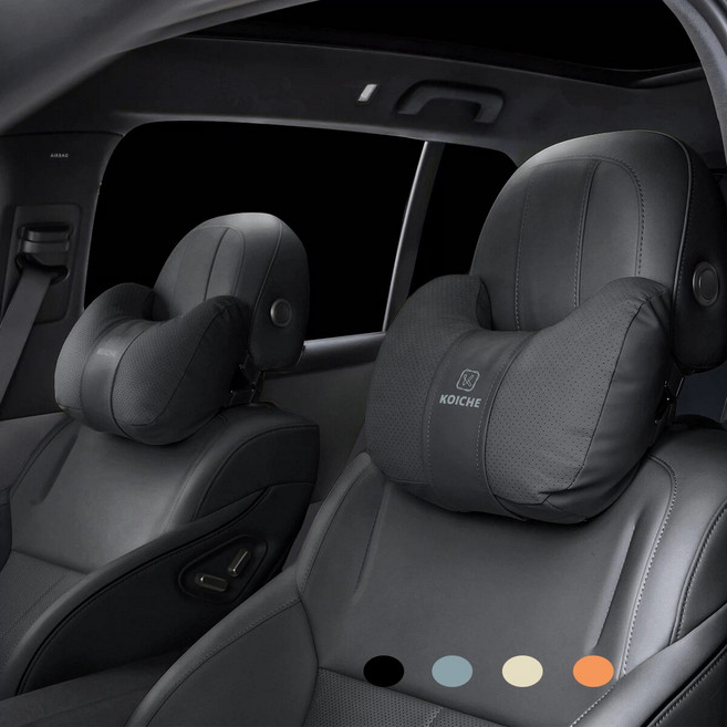 코이체 차량용 크로와상 목쿠션 소프트 가죽 목베개, 2개, 시크릿 블랙