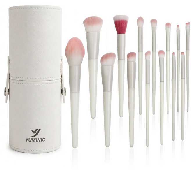 유미닉 올커버 브러쉬세트 브러시세트 풀구성 메이크업, 14개, 화이트 핑크