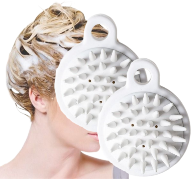 실리콘 두피마사지 샴푸브러쉬 두피각질제거 헤어스케일링 남녀공용 휴대용, 2개, white