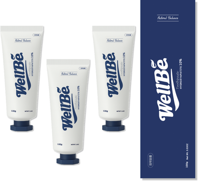 웰비 잇몸치약 저자극 민감성 하이드록시아파타이트10%, 3개