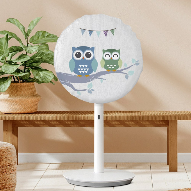 다샵 프리미엄 스판 3중직 선풍기 커버, 벽걸이 선풍기 커버, 큐트부엉이