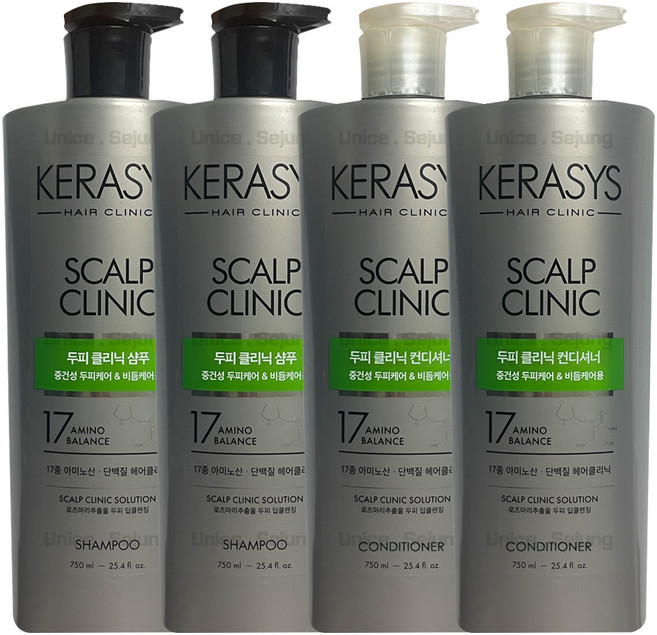 애경 케라시스 두피 클리닉 샴푸 2 + 린스 2, 4개, 750ml