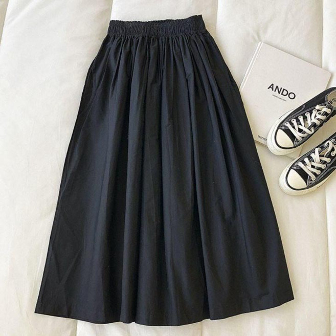 더바지 바스락 밴딩 셔링 개더 햅번 플레어 롱 풀 스커트 3color