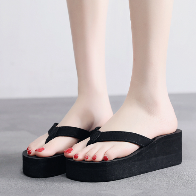 6cm 여자 통굽 키높이 굽있는 쪼리 조리슬리퍼 굽쪼리