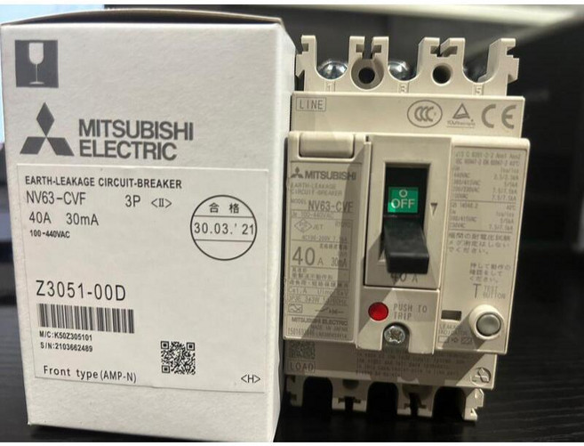 三菱 NV63-CVF 3P 漏電斷路器 40A 30mA, 1個