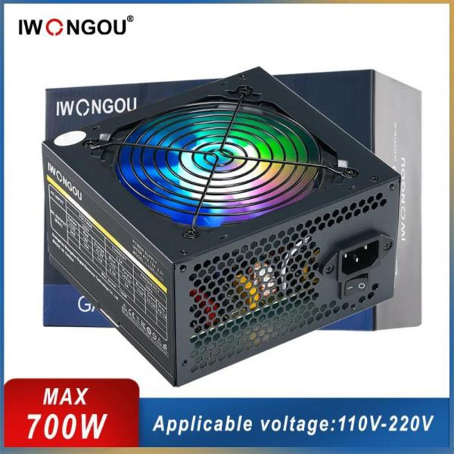 PC용 최대 전원 공급 장치 IWONGOU 액티브 Fonte Atx 650W 게이머 RGB 소스 110V GAMESD700 Pico Psu, 2) EU 플러그  600W, 1개