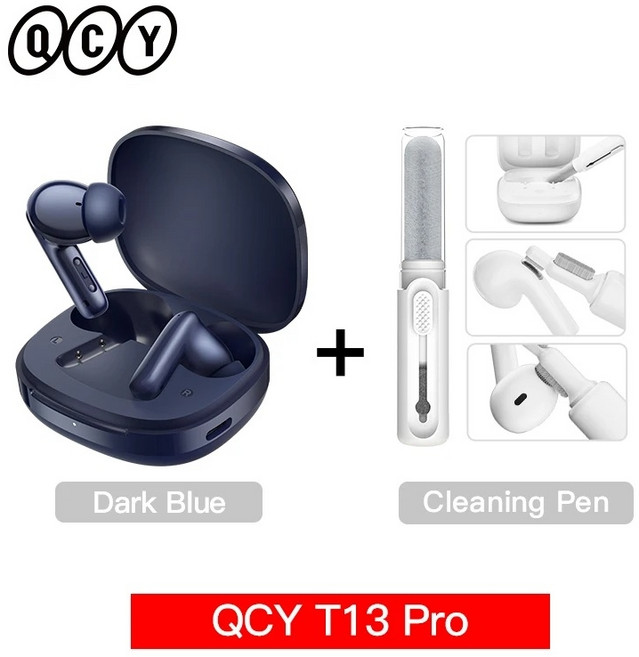 QCY T13 Pro 무선 이어폰 블루투스 ANC 노이즈캔슬링, 진한 파랑 펜