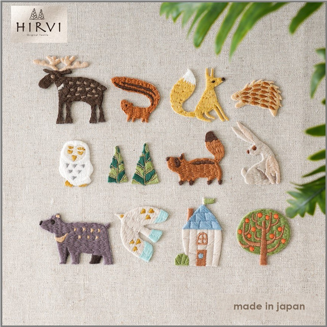 【HARA WOOL】日本製刺繡布貼 森林生態系列12款可選 輕鬆燙貼 為衣物增添自然風格, 1個