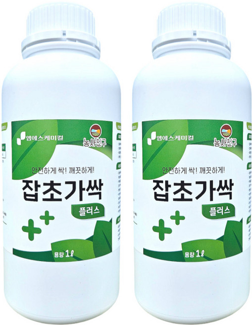 농사친구 잡초가싹 플러스 (농약 제초제 아님) 잔디사용X, 2개, 1L