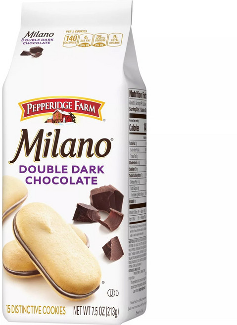 페퍼리지 팜 밀라노 더블 다크 초코렛 쿠키 Pepperidge Farm Milano Double Dark Chocolate Cookies, 213g, 1개