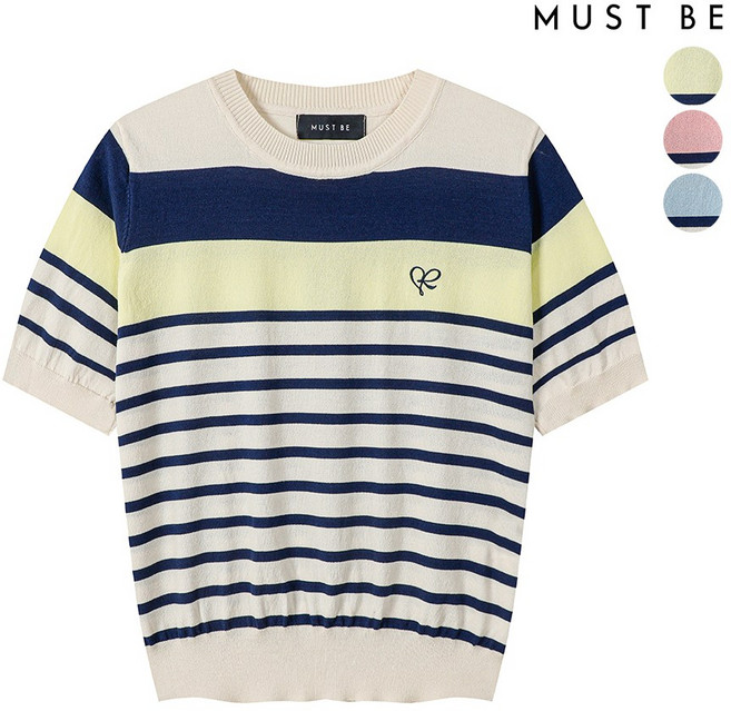 머스트비 여성 배색 스트라이프 비스코스 니트