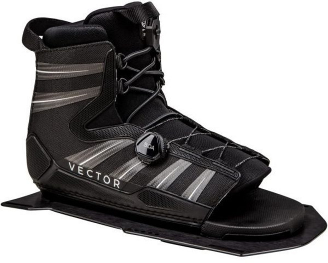 Radar 수상스키 워터스키 레이더 벡터 보아 부츠 - 블랙/카본/화이트 알루미늄 판, Small, Front