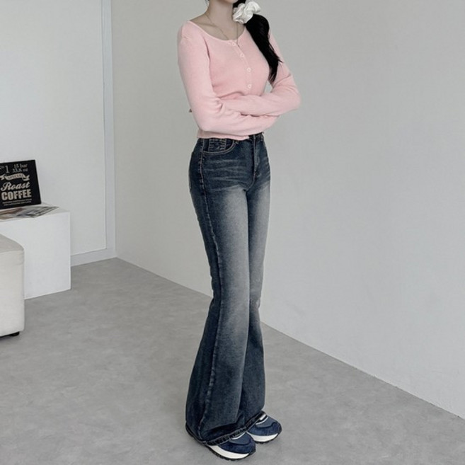 [기장선택/인생핏보장] 페일 워싱 골반 패드 부츠컷 탄탄 스판 데님 팬츠