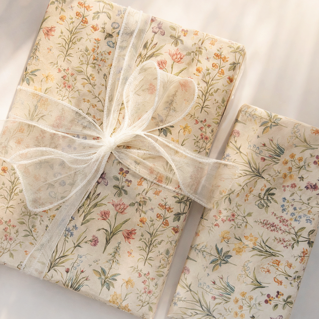 포포샵 고급 프리미엄 종이 선물 포장지, 10개, 앤티크 플라워