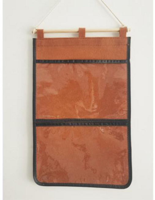 兒童作品收納掛袋 美術畫袋 A4橫向展示袋, 深棕色, 2格