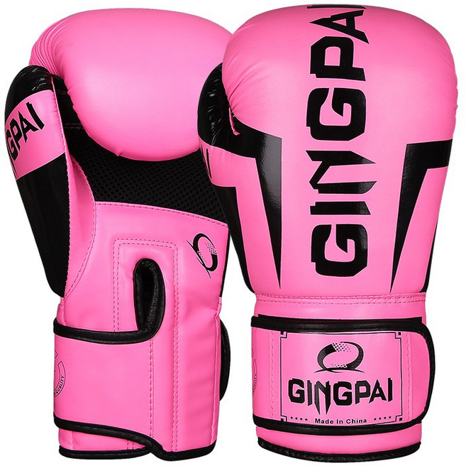 GINGPAI 권투 글러브 타이 트레이닝 글러브 격투 무술 장갑 6-12oz GG1H, 1세트, 핑크