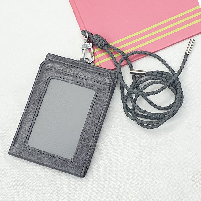 교통카드 사원증 똑딱이 가죽 신분증목걸이 반 지갑 스트랩