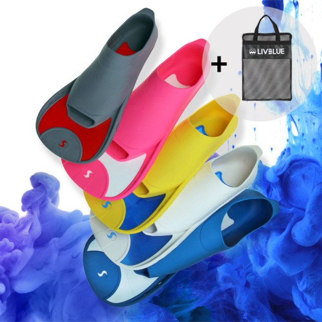 살바스 이태리 훈련용 숏핀 수영강습 오리발 F5, GREY-RED