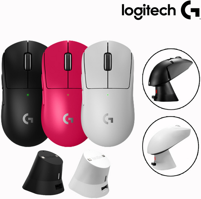 [로지텍코리아 정품] 로지텍G PRO X SUPERLIGHT 2 + 무선 충전독 지슈라2 충전 세트, 핑크, 화이트