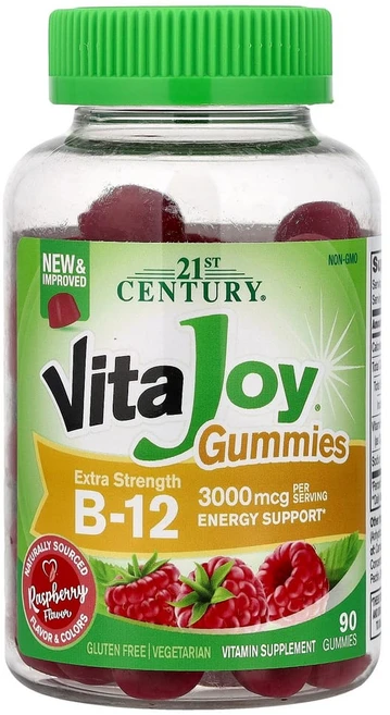 21세기 센트리 Vita조이 구미젤리 B-12 3000mcg 라즈베리 맛 90개(개당 1500mcg), 1개, 90정 - 쿠팡