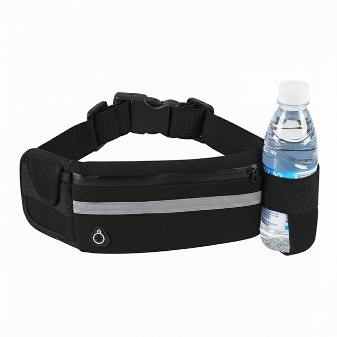 쏘이앤 초경량 물통수납 러닝벨트 힙색, 블랙, 1개