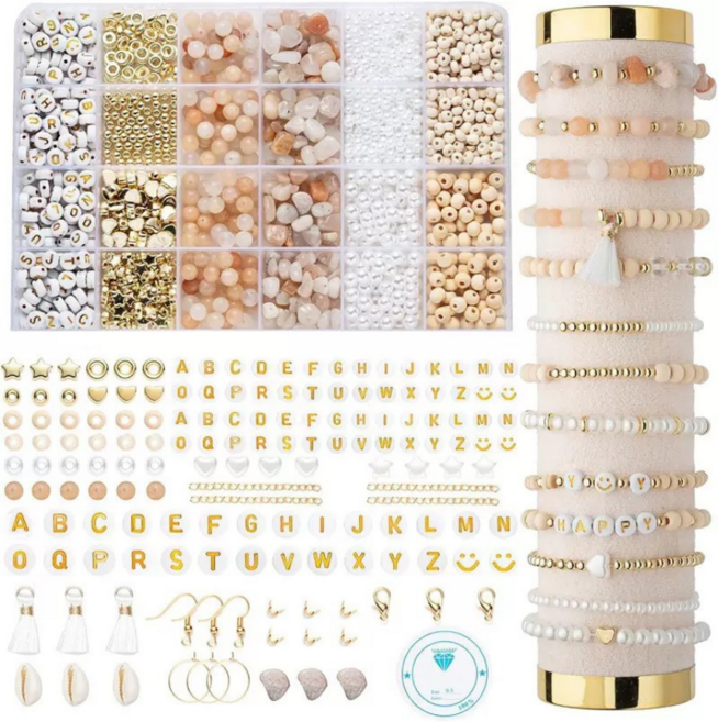 비큐리어스 천연석 올인원 쥬얼리 DIY 키트, 1개, 로즈샌드