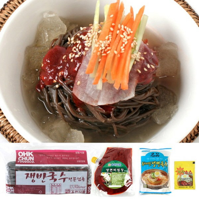 옥천 쟁반(막국수)사리 10인분(2kg)+냉면비빔장500g+풍원 동치미육수 5봉+겨자소스 5개, 1개
