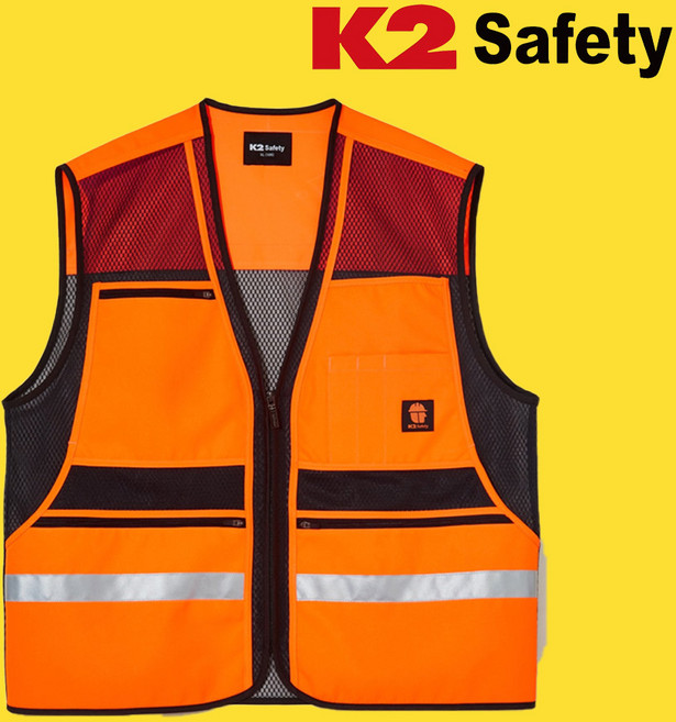 케이투세이프티 안전조끼 VE-A3601 주황색 망사 PMA23601, 오렌지, 1개