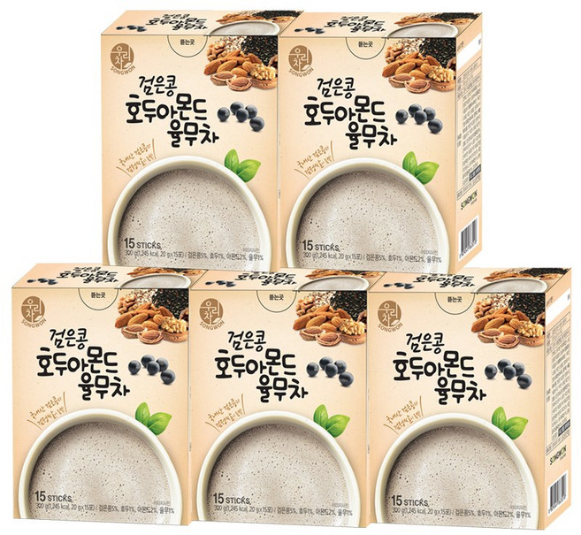 송원 검은콩 호두아몬드 율무차, 20g, 15개입, 5개