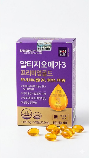 삼성제약 알티지 오메가3 프리미엄 골드, 1박스, 30정