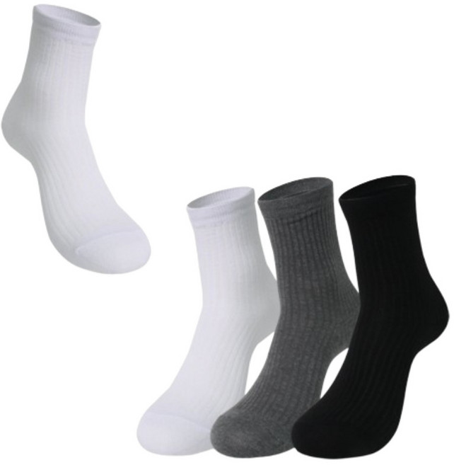 100% 천연 순면 국산 땀흡수 여성 봄 유니키 골지 중목양말 세트