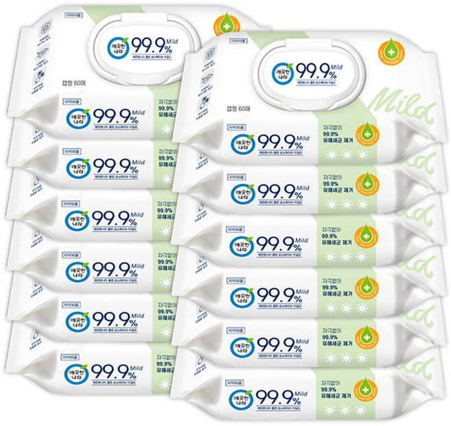 깨끗한나라 클린 손소독티슈 마일드 캡형 60매 [12팩], 12개