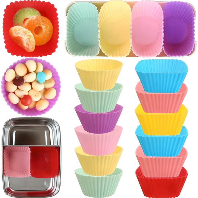 실리콘 반찬컵 원형 6개+사각 6개 혼합12p세트, 1개 - 쿠팡