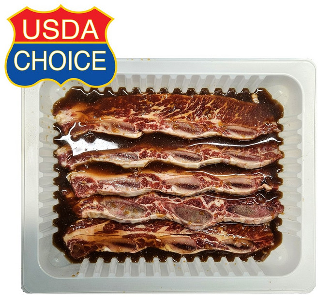 힐링프레시 초이스등급 양념 LA갈비 소갈비 미국산 프리미엄 꽃갈비, 2개, 1kg