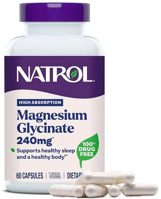나트롤 Natrol 마그네슘 글리시네이트 보충제 240mg - 높은 흡수력 수면을 위한 진정 60캡슐 30일 분량, 1개 - 쿠팡
