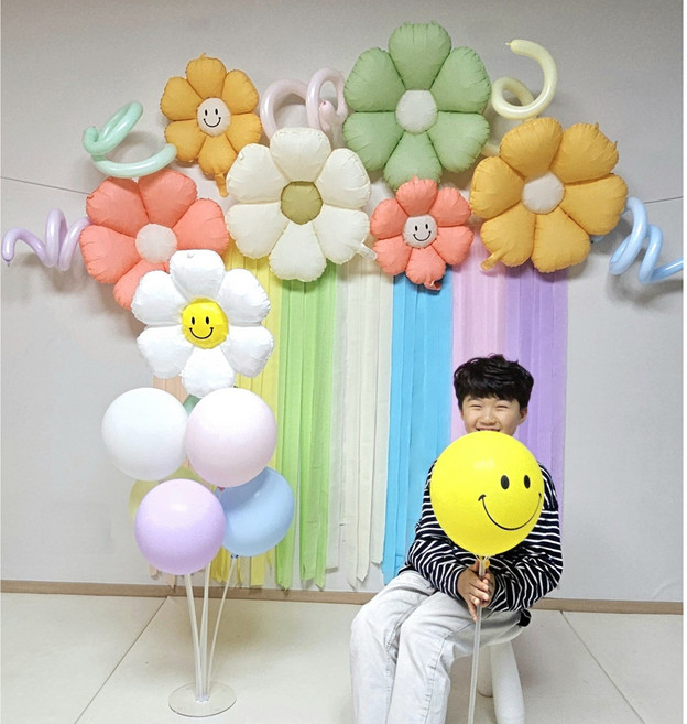 꽃풍선 파티스트리머 어린이날풍선 어린이집 학교 교회 포토존 장식 세트, 1세트
