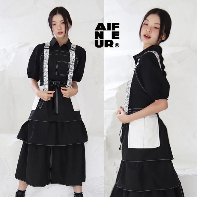 블랙칸타타 앞치마 카페앞치마 미용앞치마 방수 미용 공방 카페 apron, 1개