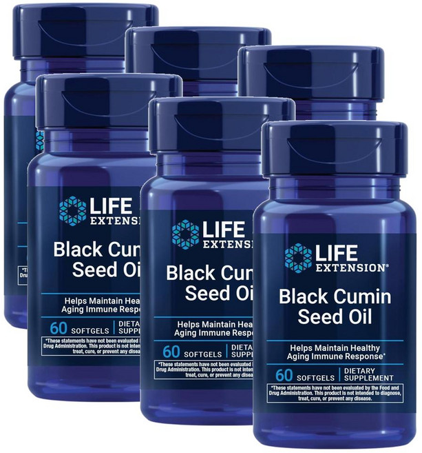 라이프 익스텐션 블랙 커민 씨드 오일 500mg 소프트젤 Life Extension Black Cumin Seed Oil, 60정, 6개